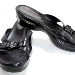 COLE HAAN G SERIES NIKE AIR 100% Leather Wedge Sandal-Size 9- Black
